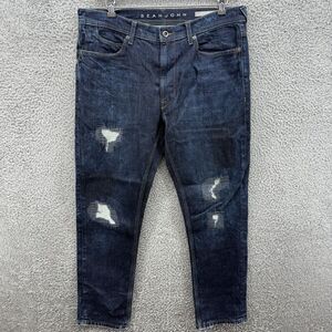 SEAN JOHN Mercer Men's 34x30 Slim‎ Straight Stretch Blue Denim Jeans Distressed